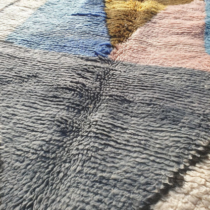 Griwa | Abstract 6x9 Colorful Beni Ourain Rug - Plush Berber Wool Shag Carpet | 6'66x9'51 Ft | 203x290 cm - OunizZ