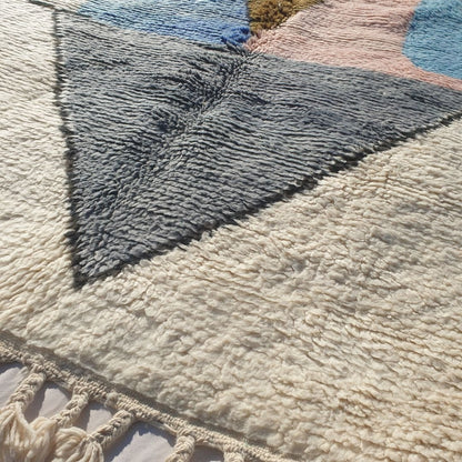 Griwa | Abstract 6x9 Colorful Beni Ourain Rug - Plush Berber Wool Shag Carpet | 6'66x9'51 Ft | 203x290 cm - OunizZ