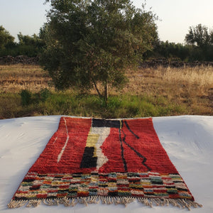Hamra | Red Moroccan Rug 6x9 Beni Ourain Ultra Soft | Authentic Berber wool Beni Rug | 6'27x8'86 Ft | 191x270 cm - OunizZ