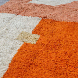 Hanily | Moroccan Beni rug 6x9 Ultra Soft | White Orange Blue Peach Beni Ouarain | 9'38x6'80 Ft | 286x207 cm - OunizZ
