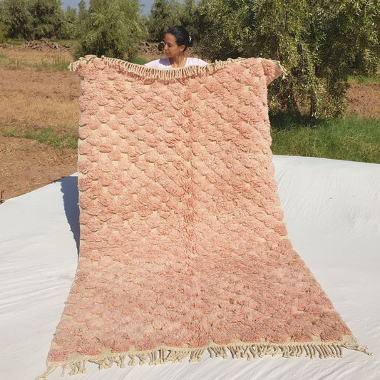 Hanna - 5x8 Soft Pink Moroccan Shag Rug - Luxury Beni Mrirt Wool Rug | 5'28x8'31 ft - 161x253 cm - OunizZ