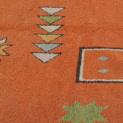 Harja - Vibrant Orange 6x9 Boujad Moroccan Rug - Handwoven Berber Tribal Wool Carpet | 6'73x9'65 Ft | 205x294 cm - OunizZ
