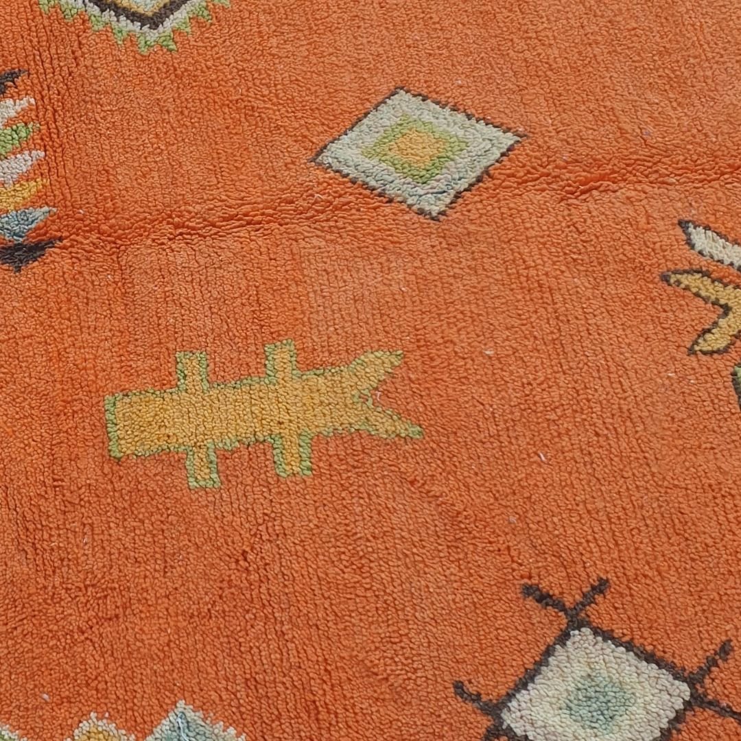 Harja - Vibrant Orange 6x9 Boujad Moroccan Rug - Handwoven Berber Tribal Wool Carpet | 6'73x9'65 Ft | 205x294 cm - OunizZ