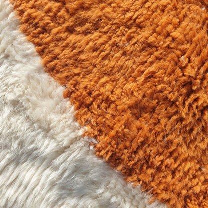 Hiaba | Beige & Orange Moroccan Rug 3x5 Beni Ourain Ultra Soft | 3'77x5'35 Ft | 115x163 cm - OunizZ