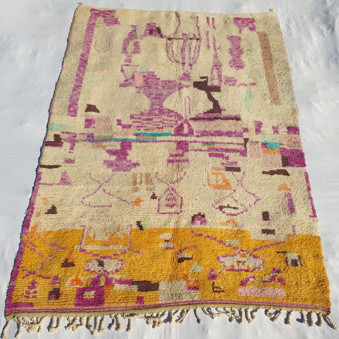Hiyali - MOROCCAN RUG 6x9 BOUJAAD Authentic Berber Rug | Handmade Living room Carpet | 9'28x6'56 Ft | 283x200 cm - OunizZ
