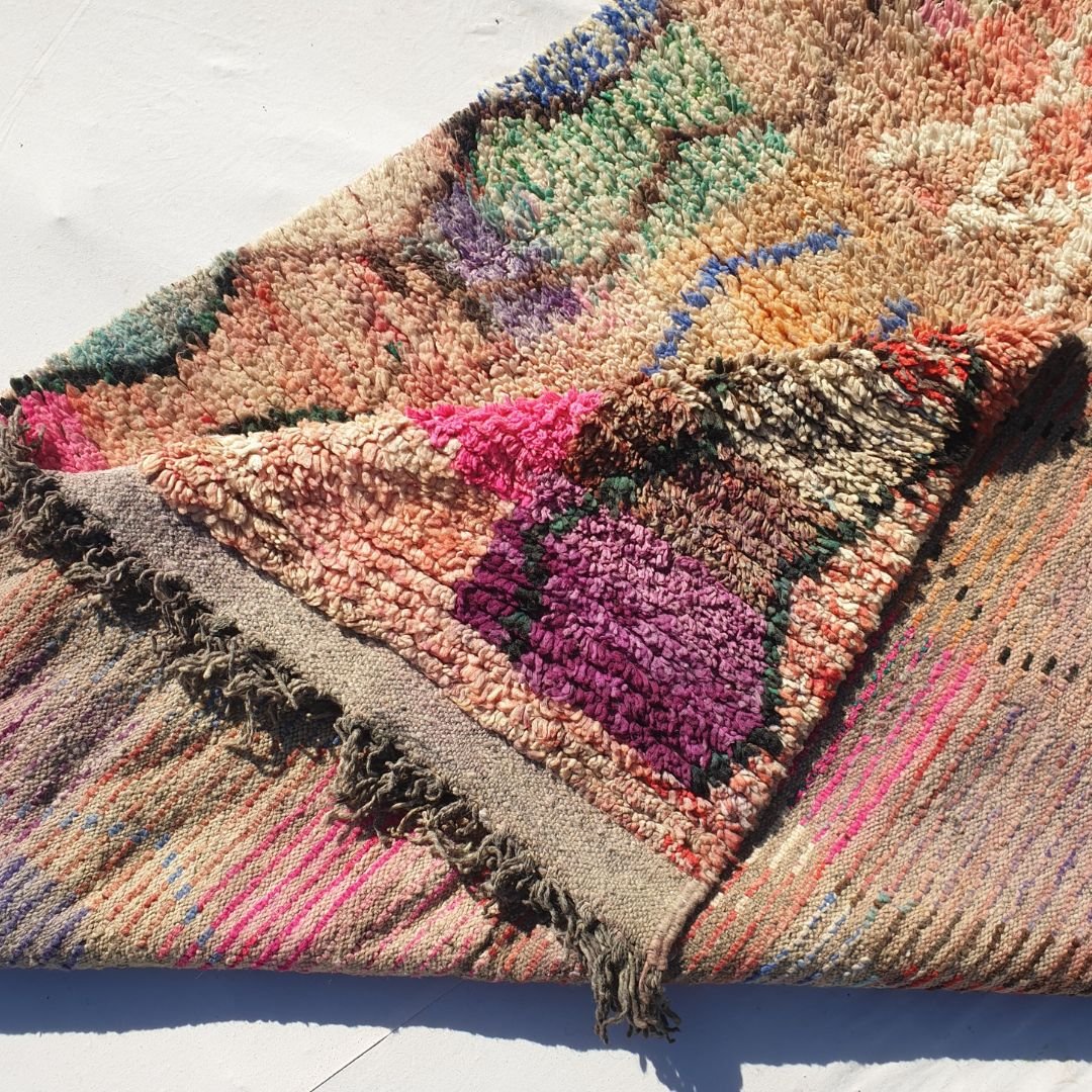 Hmissa - Colorful Vintage Moroccan Rug 5x8 | Berber Authentic Handmade Wool Carpet | 4'85x8'30 Ft | 145x252 cm - OunizZ