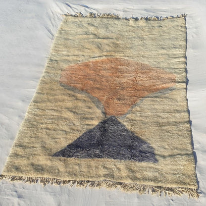 Elegant pastel red with pinkish undertones in this dense luxurious Beni Mrirt Berber carpet