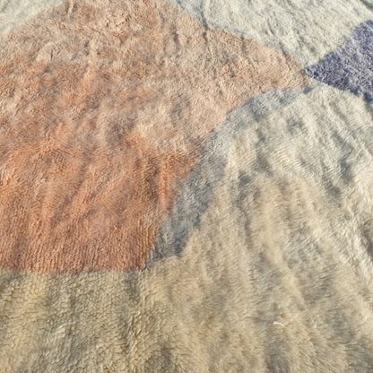 Hniwna | 6x9 Beni Mrirt Moroccan Rug - Luxury Pastel Red Plush Wool Berber Carpet | 6'7"x9'8" Ft | 202x296 cm - OunizZ