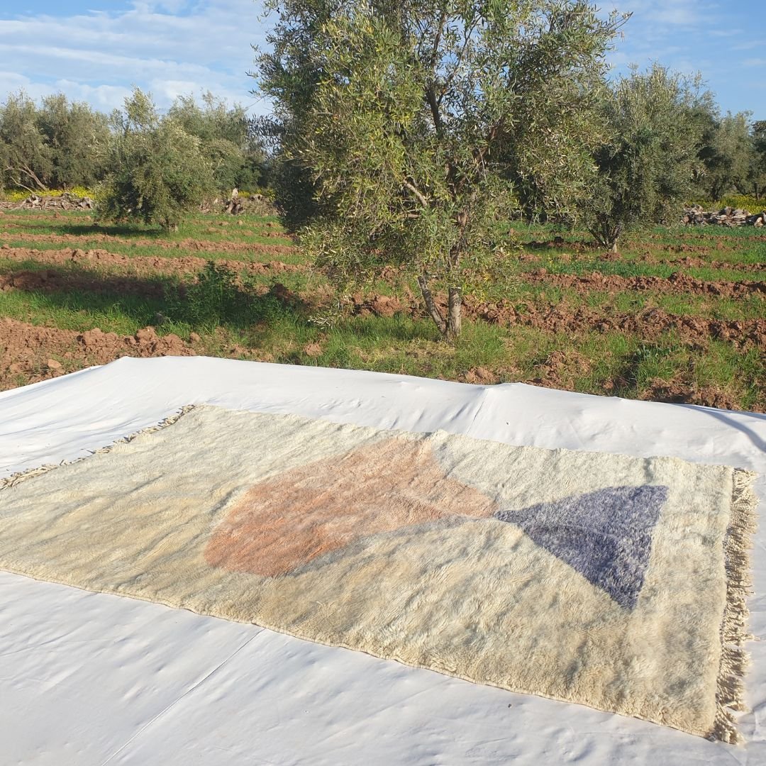 Hniwna | 6x9 Beni Mrirt Moroccan Rug - Luxury Pastel Red Plush Wool Berber Carpet | 6'7"x9'8" Ft | 202x296 cm - OunizZ