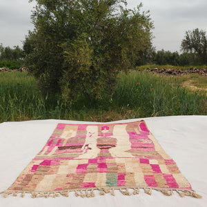 Houraj - Pink Boujad Moroccan Rug 5x8 | Handmade with 100% Authentic wool | 8'70x5'90 Ft | 265x180 cm - OunizZ