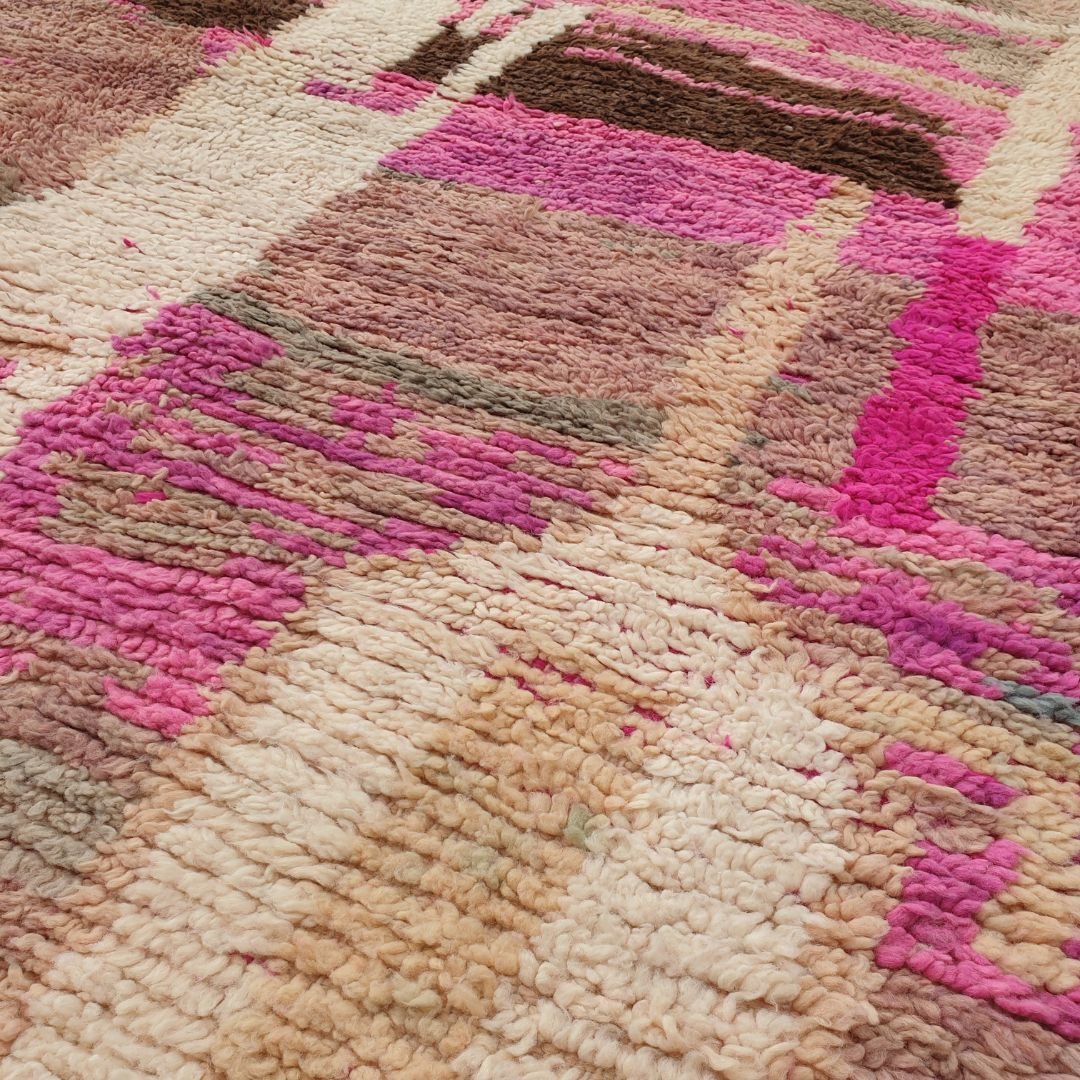 Houraj - Pink Boujad Moroccan Rug 5x8 | Handmade with 100% Authentic wool | 8'70x5'90 Ft | 265x180 cm - OunizZ