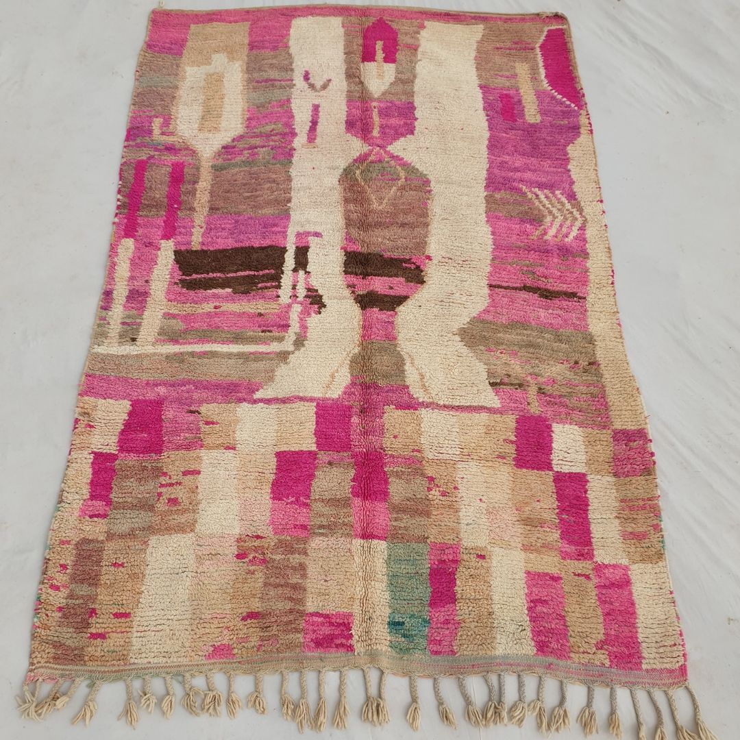 Houraj - Pink Boujad Moroccan Rug 5x8 | Handmade with 100% Authentic wool | 8'70x5'90 Ft | 265x180 cm - OunizZ