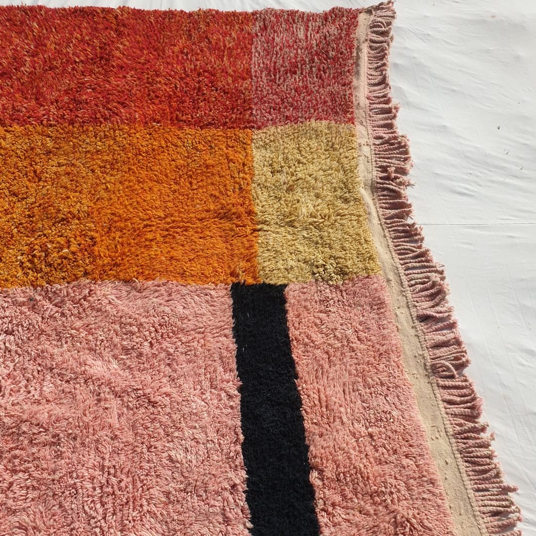 Idouh | 8x10 Moroccan Rug Pink & Orange Berber Beni Ourain for Living Room or Bedroom | 8'43x10' Ft | 257x302 cm - OunizZ