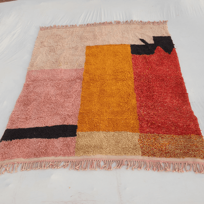 Idouh | 8x10 Moroccan Rug Pink & Orange Berber Beni Ourain for Living Room or Bedroom | 8'56x10'20 Ft | 261x311 cm - OunizZ