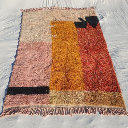 Idouh | Moroccan Rug 6x10 Pink & Orange Berber Beni Ourain for Living Room or Bedroom | 6'82x10'26 Ft | 208x313 cm - OunizZ