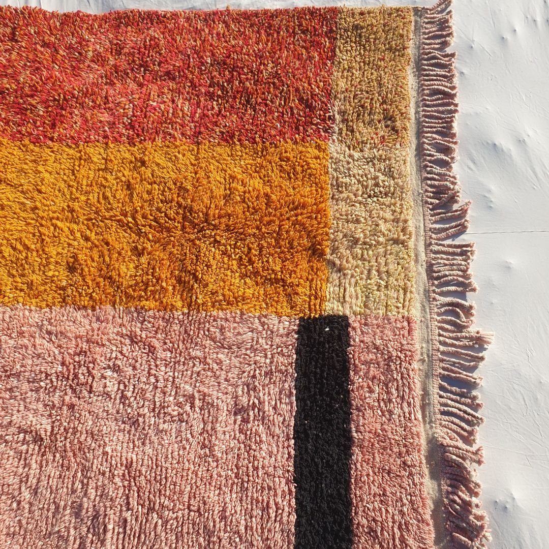 Idouh | Moroccan Rug 6x10 Pink & Orange Berber Beni Ourain for Living Room or Bedroom | 6'82x10'26 Ft | 208x313 cm - OunizZ