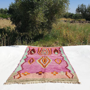 Ighla - Boujad Pink Moroccan Rug 5x8 | Berber Handmade with 100% Wool | 5'4x8'5 Ft | 164x258 cm - OunizZ