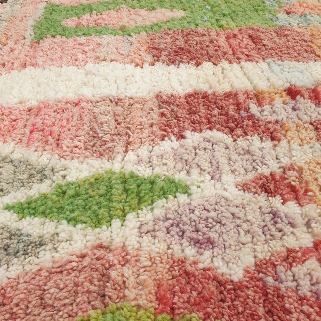 Katwa - Red Moroccan Rug with Bold Vertical Cream Column Design - Handwoven Berber Carpet | 6'4"x9'10" Ft | 193x301 cm - OunizZ