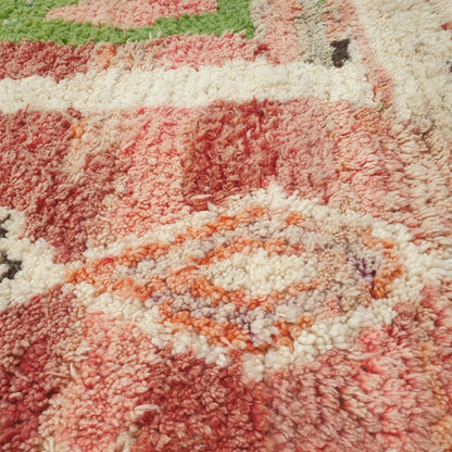 Katwa - Red Moroccan Rug with Bold Vertical Cream Column Design - Handwoven Berber Carpet | 6'4"x9'10" Ft | 193x301 cm - OunizZ