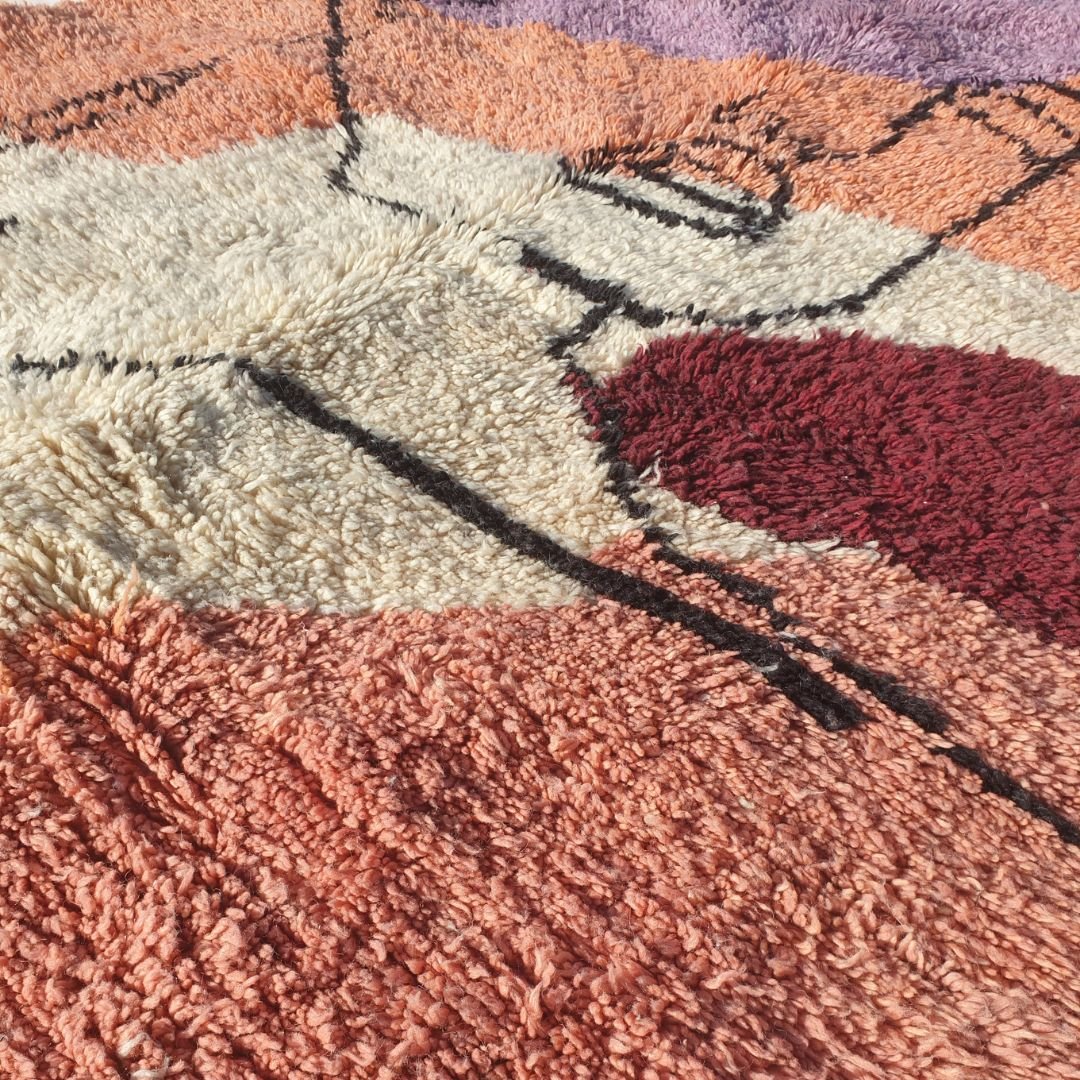 Kissmi - Abstract Beni Mrirt Luxurious 6x9 Moroccan Rug Ultra Soft & Thick | Berber Handmade Wool Carpet | 6'9"x9'4" Ft | 207x285 cm - OunizZ