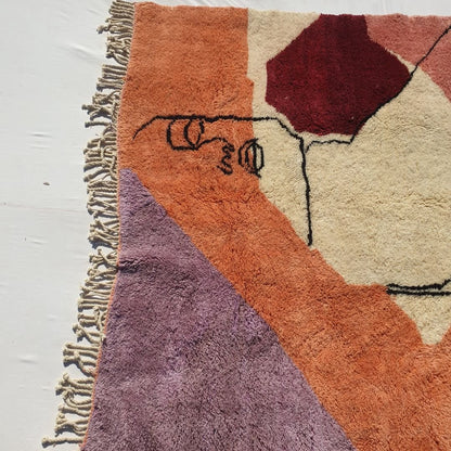 Kissmi | Abstract Moroccan Rug 6x9 Beni Ourain Ultra Soft | Authentic Berber wool Beni Rug | 6'56x9'38 Ft | 200x286 cm - OunizZ