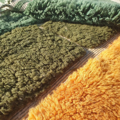 Kitia - 5x8 Olive Green Moroccan Shag Rug - Luxury Beni Mrirt Wool Rug | 5'08x8'17 ft - 155x249 cm - OunizZ