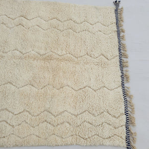 Kitra | White Beni Ourain 6x9 Moroccan Rug Ultra Soft | Handmade Berber Wool Carpet | 6'63x9'58 Ft | 202x292 cm - OunizZ