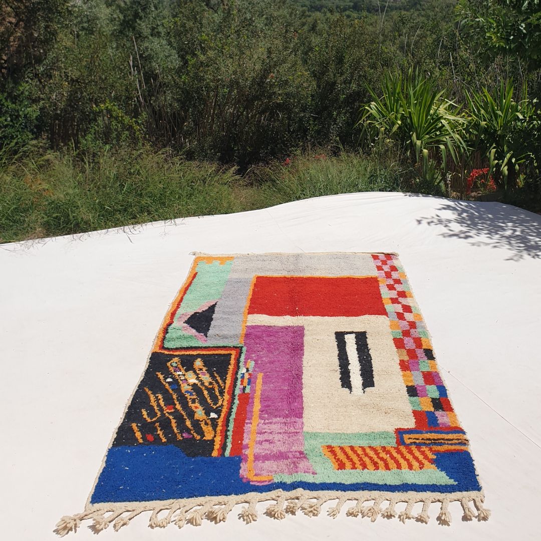 Klila - Colorful Moroccan Rug 5x8 Boujad Berber | Authentic Berber Living room & Bedroom Rug | 5x8'07 Ft | 152x246 cm - OunizZ