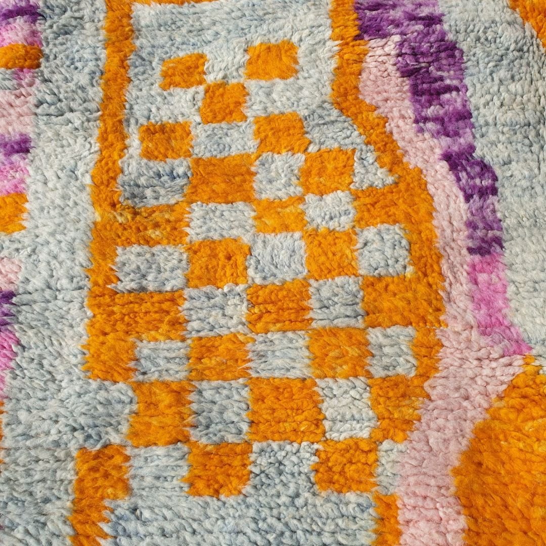 Kssara - Orange Moroccan Rug 5x8 Boujad | Berber Wool Carpet | 5'7x8'7 | 162x266 cm - OunizZ