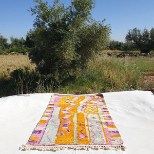 Kssara - Orange Moroccan Rug 5x8 Boujad | Berber Wool Carpet | 5'7x8'7 | 162x266 cm - OunizZ