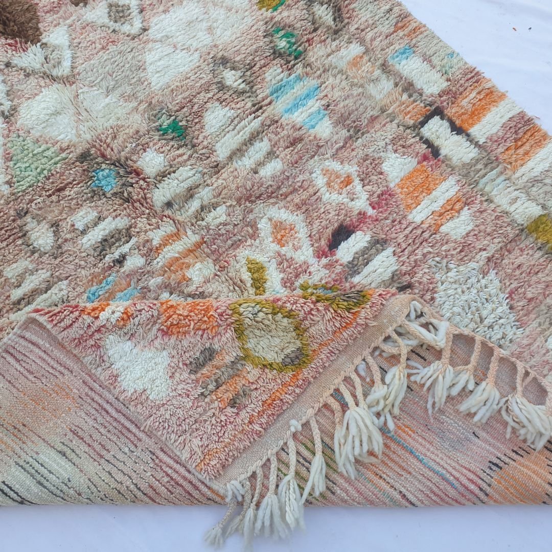 Lahnac – 6x10 Moroccan Rug – Rose Pink Boujaad Berber Handwoven Wool Carpet with Scattered Diamond Motifs | 6'2"x10'4" Ft | 188x315 cm - OunizZ