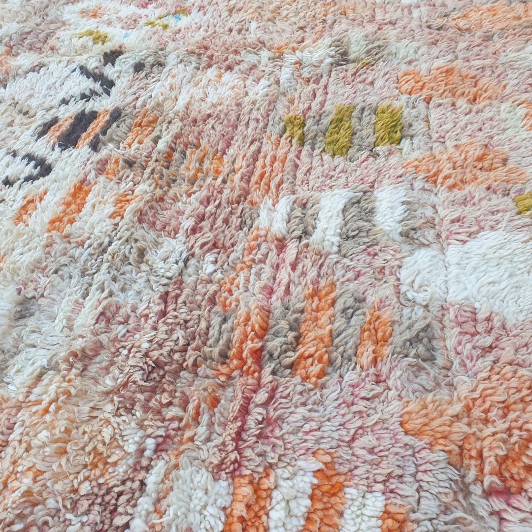 Lahnac – 6x10 Moroccan Rug – Rose Pink Boujaad Berber Handwoven Wool Carpet with Scattered Diamond Motifs | 6'2"x10'4" Ft | 188x315 cm - OunizZ