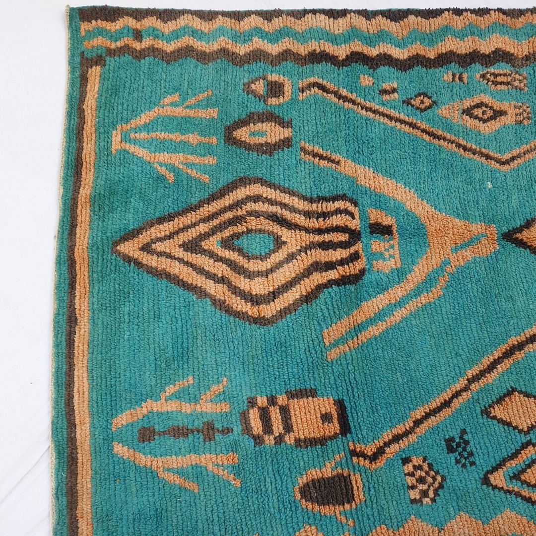 Lalaki - Turquois Boujad 6x10 Moroccan Rug Berber Handmade | 6'46x10'10 Ft | 197x308 cm - OunizZ