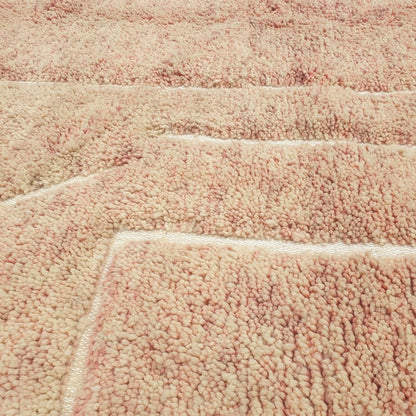 Latfa - Dusty Rose Beni Ourain Rug with Minimalist Ivory Line Grid - Handwoven Berber Carpet | 6'8"x9'8" Ft | 203x296 cm - OunizZ