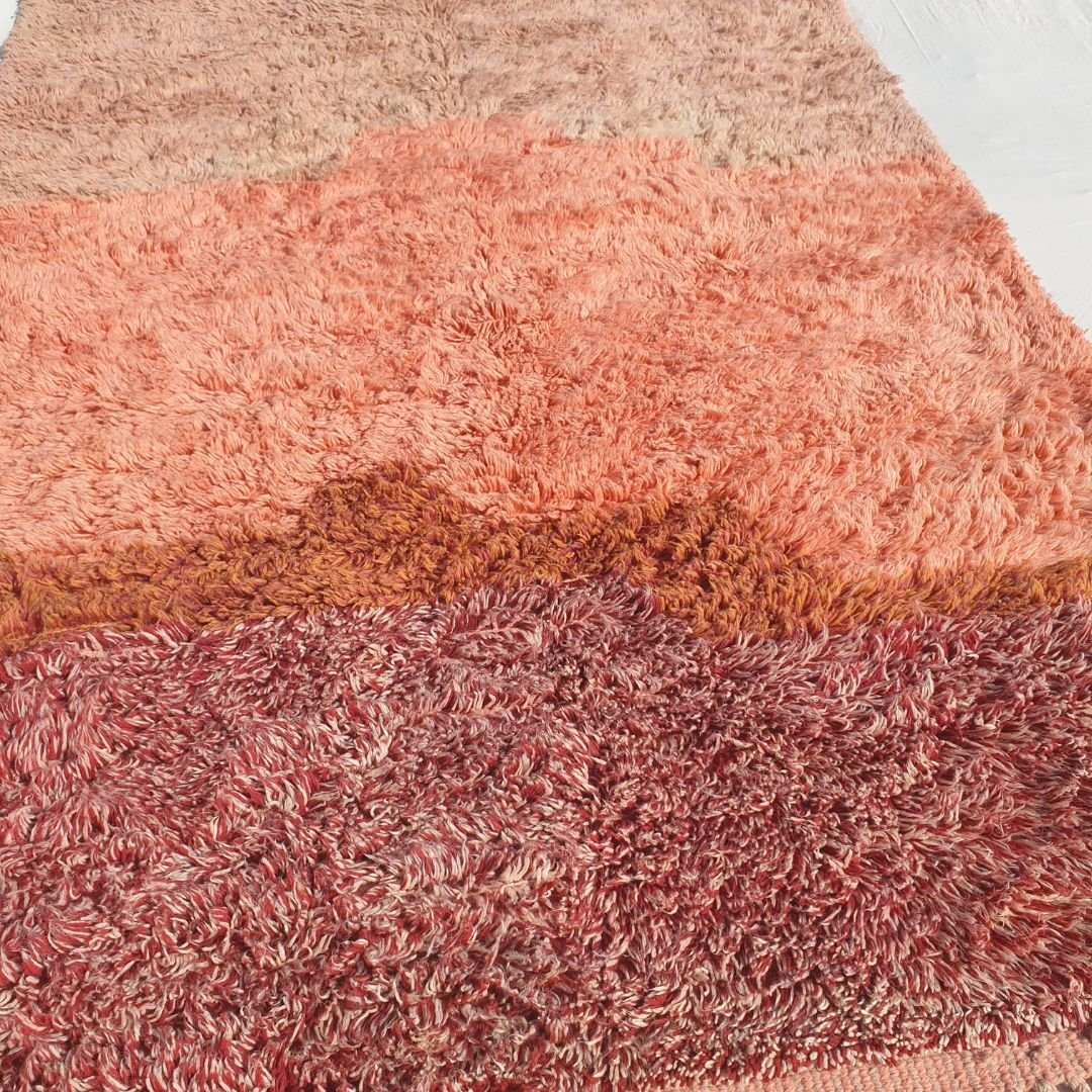 Lavme | Peach Pink Moroccan Rug 6x9 Beni Ourain Ultra Soft | Authentic Berber wool Beni Rug | 6'56x9'78 Ft | 200x298 cm - OunizZ