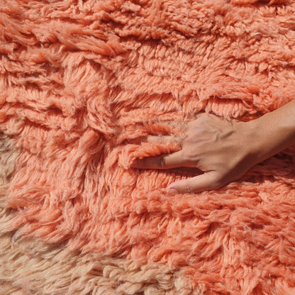 Lavme | Peach Pink Moroccan Rug 6x9 Beni Ourain Ultra Soft | Authentic Berber wool Beni Rug | 6'56x9'78 Ft | 200x298 cm - OunizZ