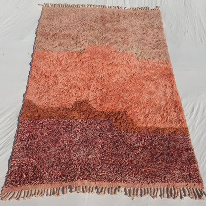 Lavme | Peach Pink Moroccan Rug 6x9 Beni Ourain Ultra Soft | Authentic Berber wool Beni Rug | 6'56x9'78 Ft | 200x298 cm - OunizZ