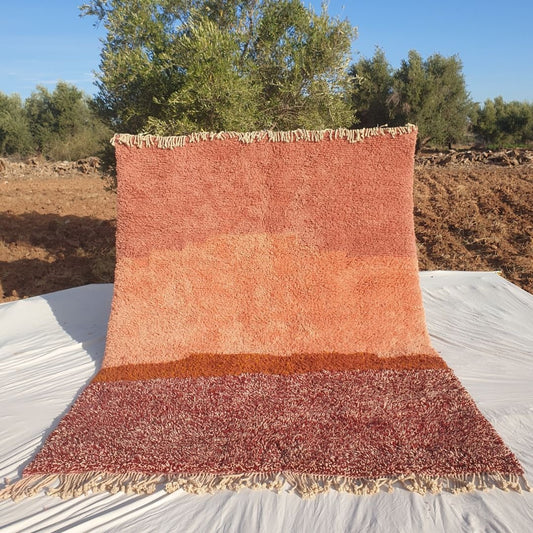 Lavme | Peach Pink Moroccan Rug 7x10 Beni Ourain Ultra Soft | Authentic Berber wool Beni Rug | 7'19x10' Ft | 219x303 cm - OunizZ