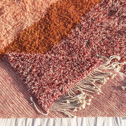 Lavme | Peach Pink Moroccan Rug 7x10 Beni Ourain Ultra Soft | Authentic Berber wool Beni Rug | 7'19x10' Ft | 219x303 cm - OunizZ