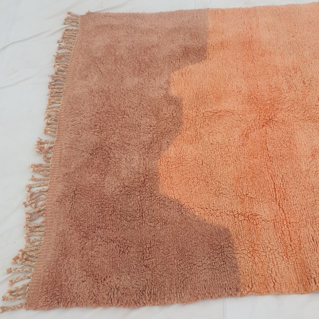 Lavmi | Luxurious Sunset Gradient Beni Mrirt Rug – Terracotta Peach Lavender Shag Wool Carpet | Custom - Rug (Made to Order) - OunizZ