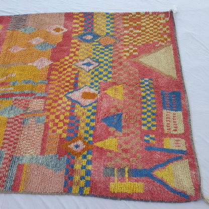 Layba - Playful Pink Yellow Boujad Rug 6x10 ft - Vibrant Handwoven Moroccan Berber Abstract Area Rug for Boho Living | 6'30x10'30 Ft | 192x314 cm - OunizZ
