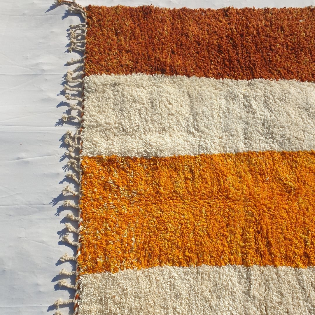 Handmade Moroccan Berber orange and white rug, Orange 2024 wool rug.