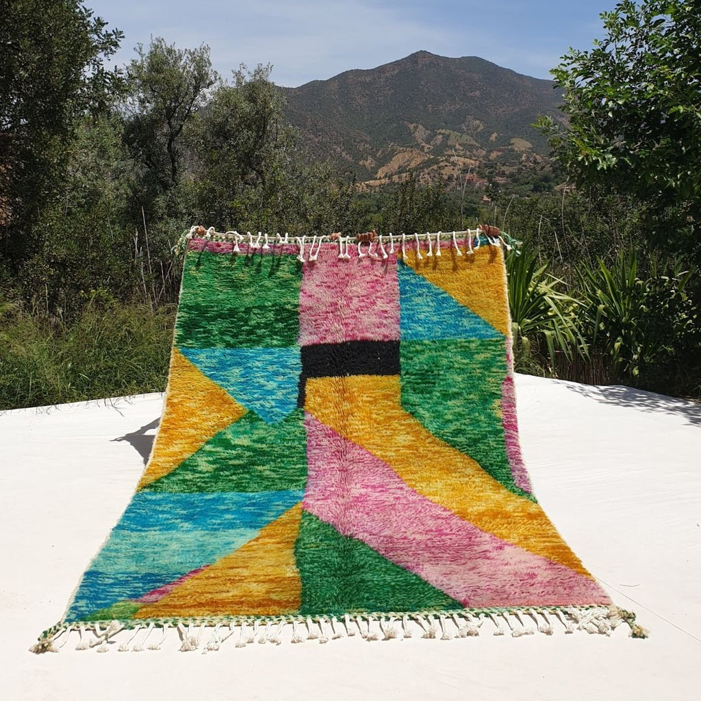 Liwana | Authentic Beni Ourain 5x8 Colorful Moroccan Rug | Handmade Berber Wool Carpet | 5'35x8'17 Ft | 163x249 cm - OunizZ