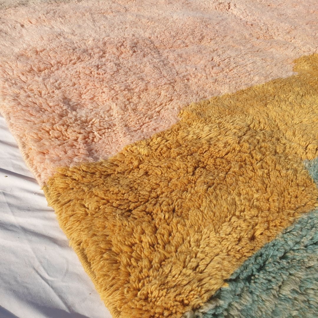 Salmon Teal 6x10 Luxury Moroccan Rug – Handwoven Wool Carpet – OunizZ
