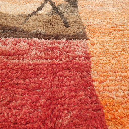 Macla - Orange & Ivory Moroccan Rug with Abstract Line Art - Handwoven Berber Carpet | 6'5"x10'4" Ft | 197x315 cm - OunizZ