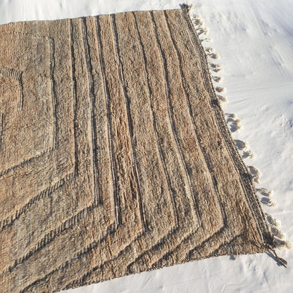 Malma | 7x11 Beni Ourain Moroccan Rug - Soft Cream Plush Shag Wool Berber Carpet | 7'1"x11'1" Ft | 217x340 cm - OunizZ