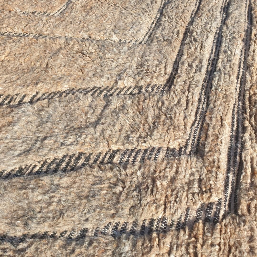 Malma | 7x11 Beni Ourain Moroccan Rug - Soft Cream Plush Shag Wool Berber Carpet | 7'1"x11'1" Ft | 217x340 cm - OunizZ