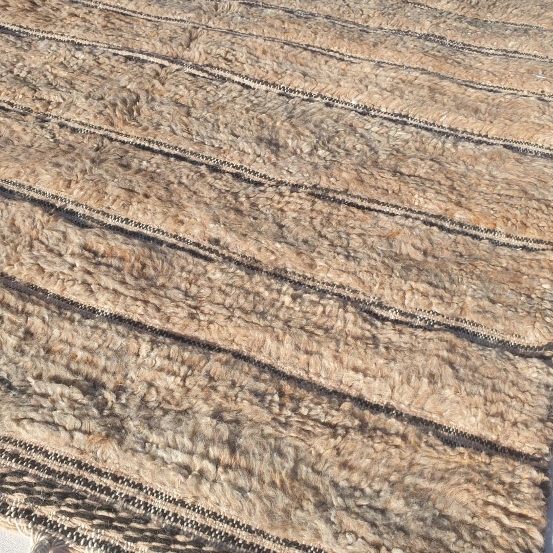 Malma | 7x11 Beni Ourain Moroccan Rug - Soft Cream Plush Shag Wool Berber Carpet | 7'1"x11'1" Ft | 217x340 cm - OunizZ