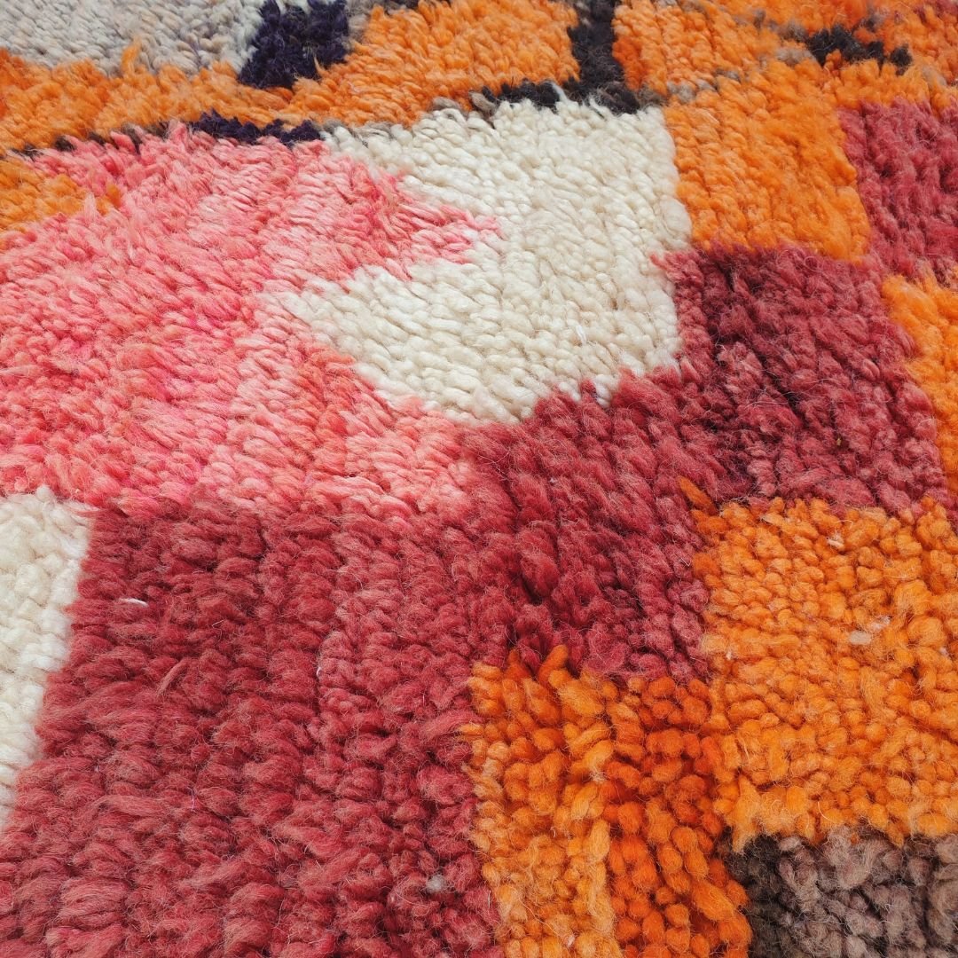 Marcha - Beige & Orange Moroccan Rug 6x9 Berber Boujad | 6'40x9'77 Ft | 195x298 cm - OunizZ