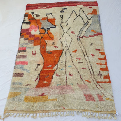 Marcha - Beige & Orange Moroccan Rug 6x9 Berber Boujad | 6'40x9'77 Ft | 195x298 cm - OunizZ